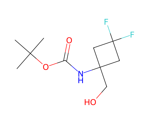 N-[3,3-二氟-1-(羟甲基)环丁基]氨基甲酸叔丁酯 structure